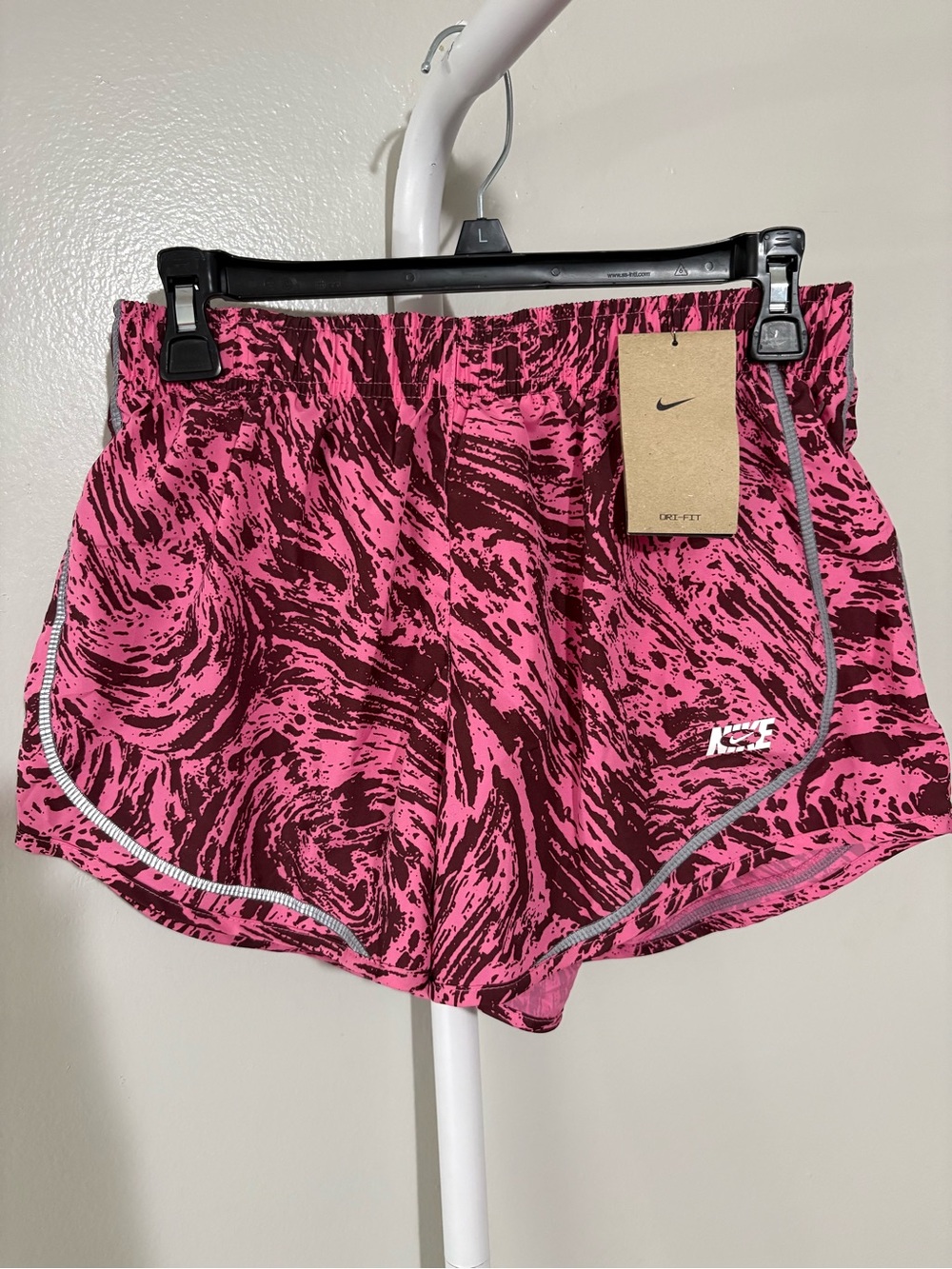 Nike Women’s Dri-FIT Pink and Black Marble Print Athletic Shorts